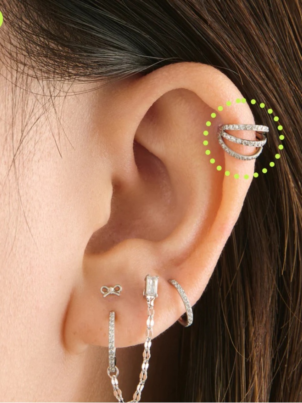 STUDS 6mm Triple Pavé Clicker Hoop - Silver/Clear